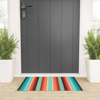 Teal Turquoise and Burnt Orange Southwest Serape Blanket Stripes Welcome Mat Gallery Image 3