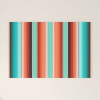 Teal Turquoise and Burnt Orange Southwest Serape Blanket Stripes Welcome Mat Gallery Image 1