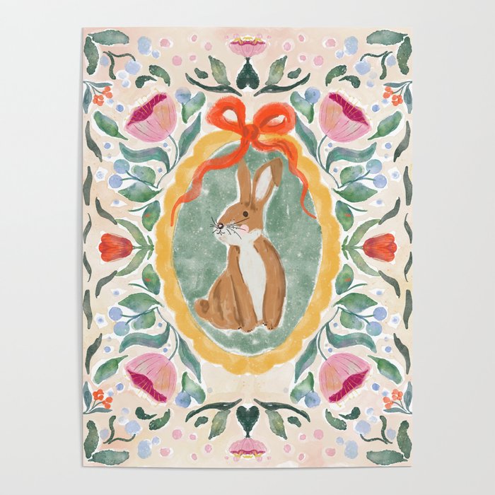 Enchanting Victorian Bunny Illustration Poster Gallery Image 4