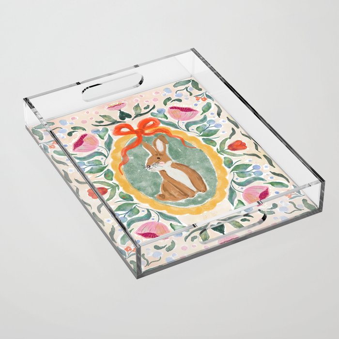 Enchanting Victorian Bunny Illustration Acrylic Tray Gallery Image 1