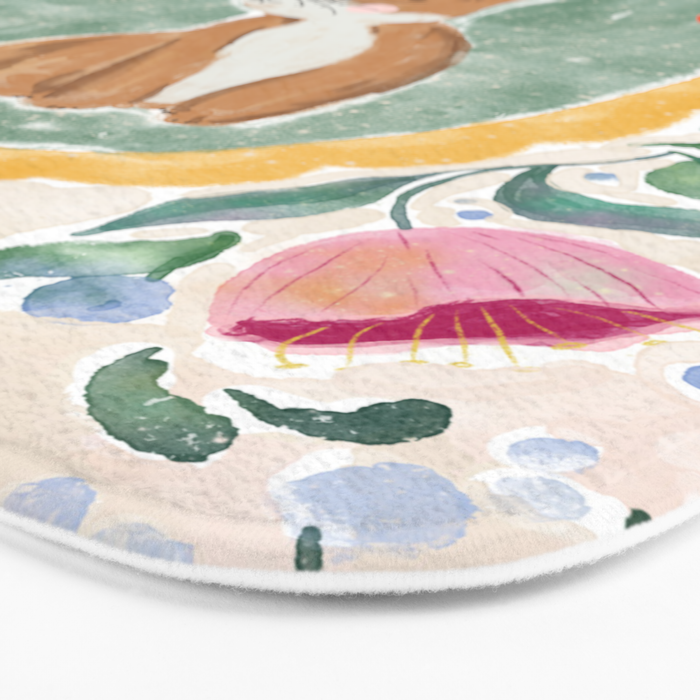 Enchanting Victorian Bunny Illustration Bath Mat Gallery Image 3