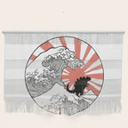 Godzilla Rising Sun The Great Wave  Wall Hanging Gallery Image 1
