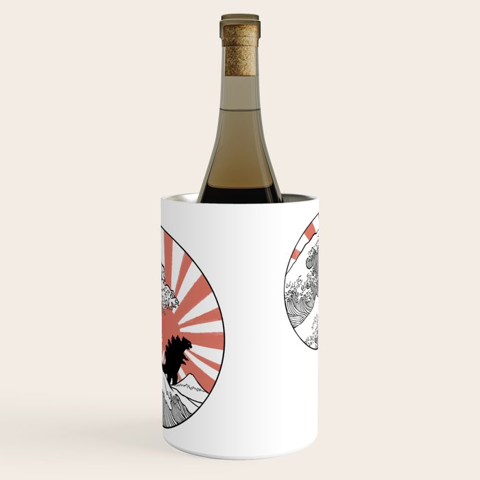 Godzilla Rising Sun The Great Wave  Wine Chiller Gallery Image 3