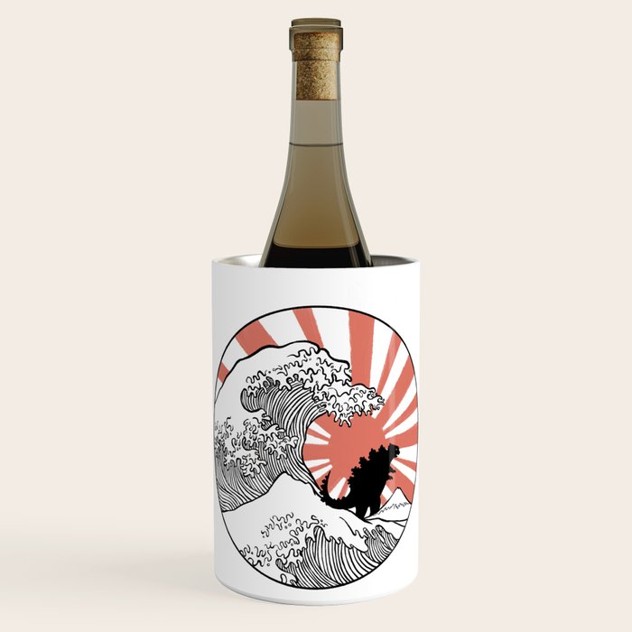 Godzilla Rising Sun The Great Wave  Wine Chiller Gallery Image 1
