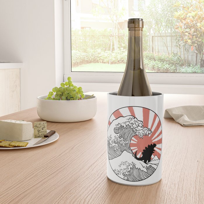 Godzilla Rising Sun The Great Wave  Wine Chiller Gallery Image 4