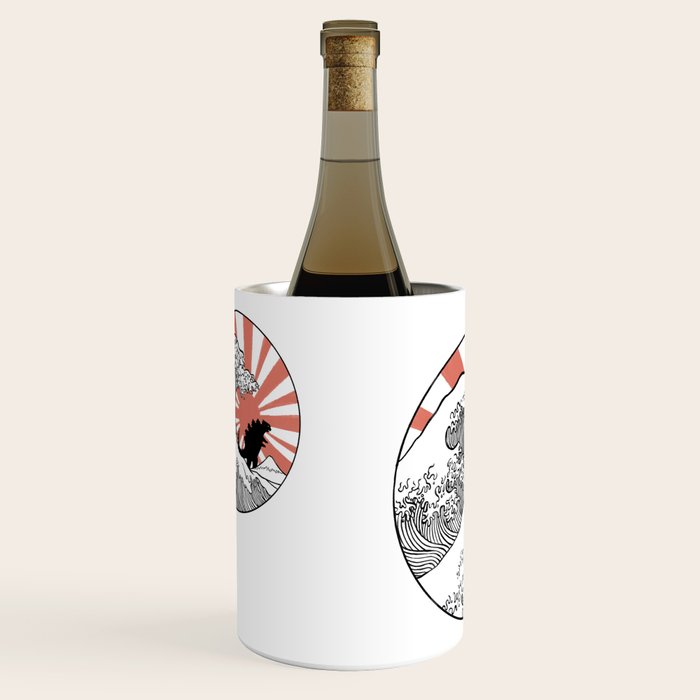Godzilla Rising Sun The Great Wave  Wine Chiller Gallery Image 2