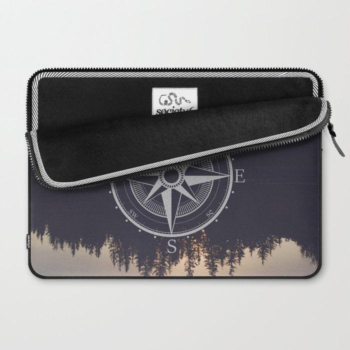 Wooded Lake Reflection Compass Laptop Sleeve Gallery Image 2