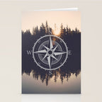 Wooded Lake Reflection Compass Stationery Card Gallery Image 2