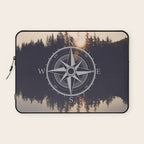 Wooded Lake Reflection Compass Laptop Sleeve Gallery Image 1