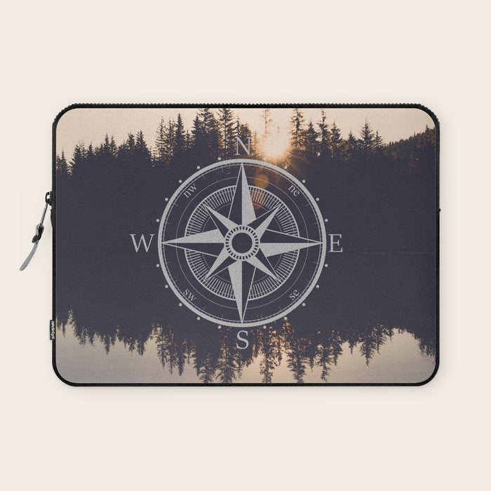 Wooded Lake Reflection Compass Laptop Sleeve Gallery Image 1