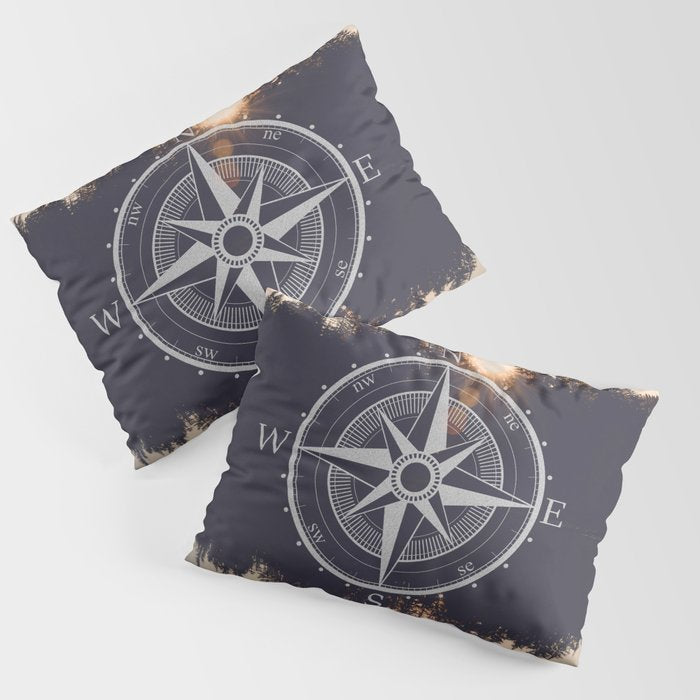 Wooded Lake Reflection Compass Pillow Sham Gallery Image 3