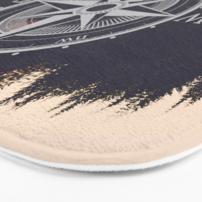 Wooded Lake Reflection Compass Bath Mat Gallery Image 3
