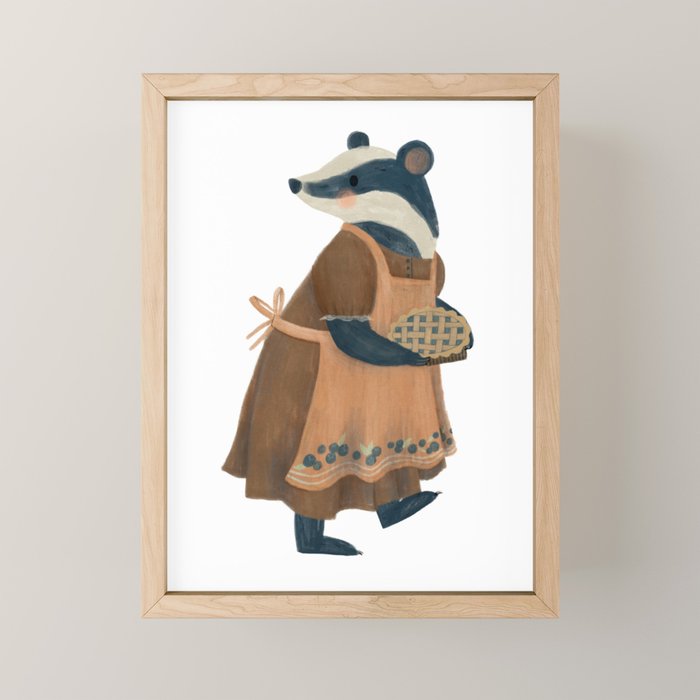 Blueberry Badger Mini Art Print Gallery Image 1