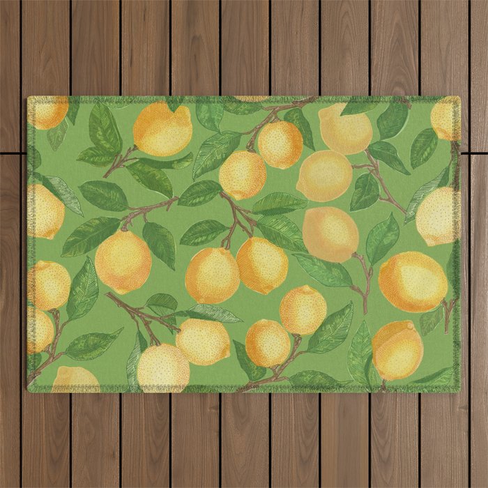 Lemonade on Green Outdoor Rug Gallery Image 1