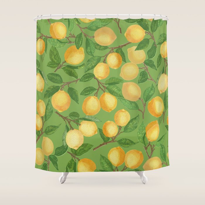 Lemonade on Green Shower Curtain Gallery Image 1
