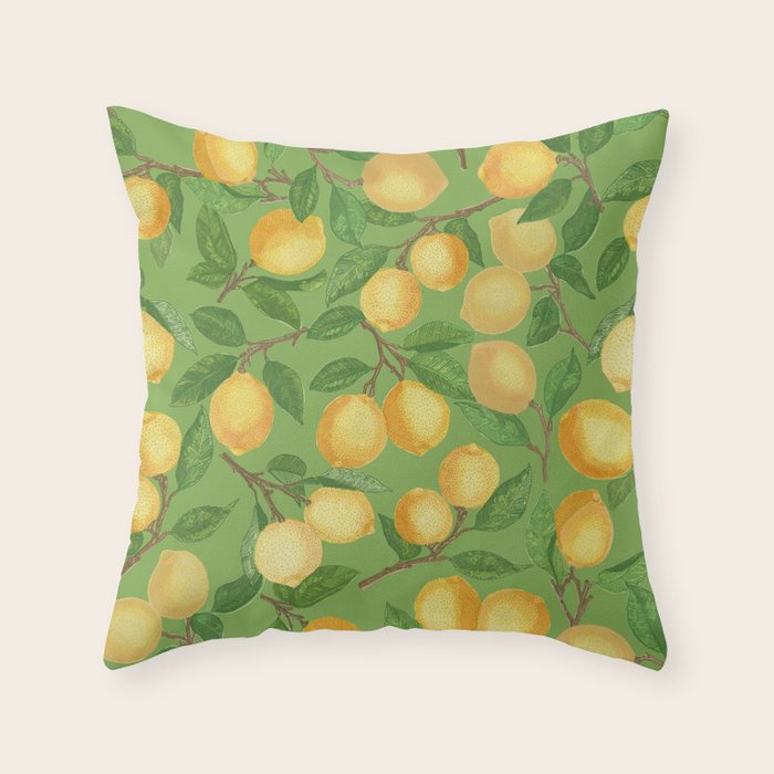 Lemonade on Green Throw Pillow Gallery Image 6