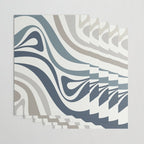 New Groove Retro Swirl Abstract Pattern in Neutral Blue Grey Wrapping Paper Gallery Image 3
