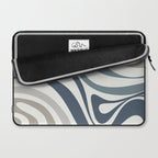 New Groove Retro Swirl Abstract Pattern in Neutral Blue Grey Laptop Sleeve Gallery Image 2