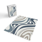 New Groove Retro Swirl Abstract Pattern in Neutral Blue Grey Jigsaw Puzzle Gallery Image 2