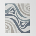 New Groove Retro Swirl Abstract Pattern in Neutral Blue Grey Throw Blanket Gallery Image 2