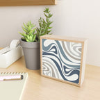 New Groove Retro Swirl Abstract Pattern in Neutral Blue Grey Mini Art Print Gallery Image 2
