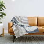 New Groove Retro Swirl Abstract Pattern in Neutral Blue Grey Throw Blanket Gallery Image 1