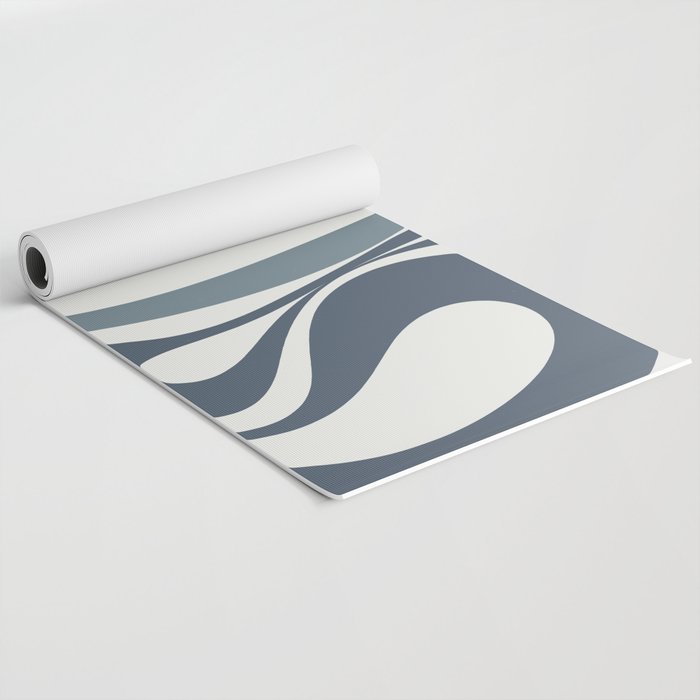 New Groove Retro Swirl Abstract Pattern in Neutral Blue Grey Yoga Mat Gallery Image 2