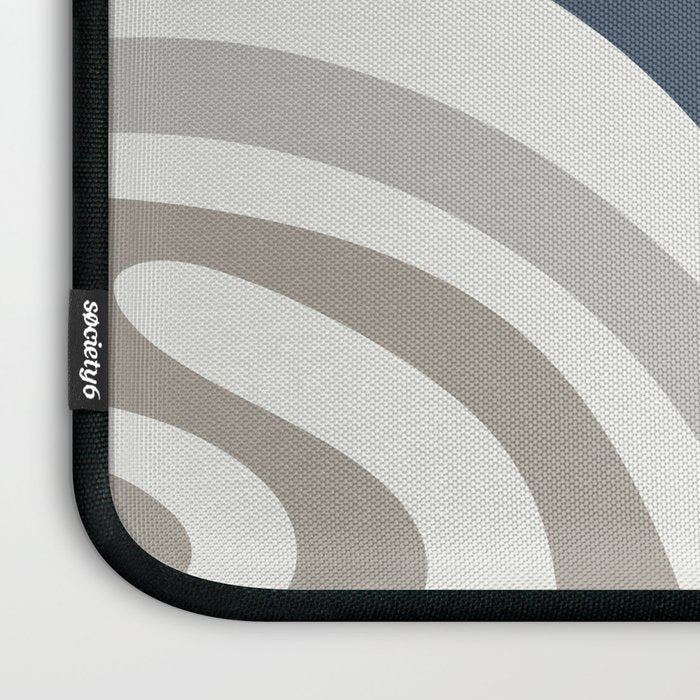 New Groove Retro Swirl Abstract Pattern in Neutral Blue Grey Laptop Sleeve Gallery Image 3