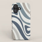 New Groove Retro Swirl Abstract Pattern in Neutral Blue Grey iPhone Case Gallery Image 1