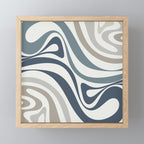 New Groove Retro Swirl Abstract Pattern in Neutral Blue Grey Mini Art Print Gallery Image 1
