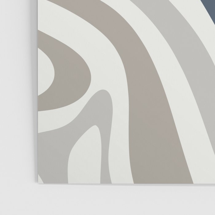 New Groove Retro Swirl Abstract Pattern in Neutral Blue Grey Poster Gallery Image 3