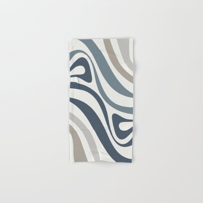 New Groove Retro Swirl Abstract Pattern in Neutral Blue Grey Bath Towel Gallery Image 1