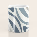 New Groove Retro Swirl Abstract Pattern in Neutral Blue Grey Coffee Mug Gallery Image 4