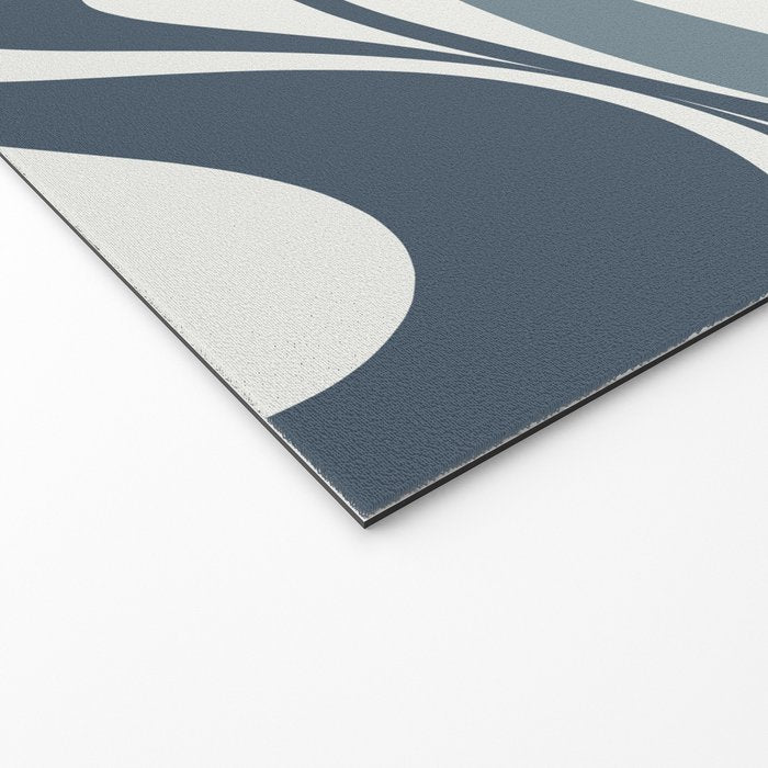 New Groove Retro Swirl Abstract Pattern in Neutral Blue Grey Welcome Mat Gallery Image 2