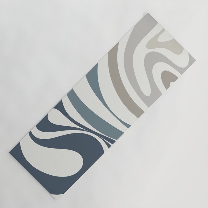 New Groove Retro Swirl Abstract Pattern in Neutral Blue Grey Yoga Mat Gallery Image 1
