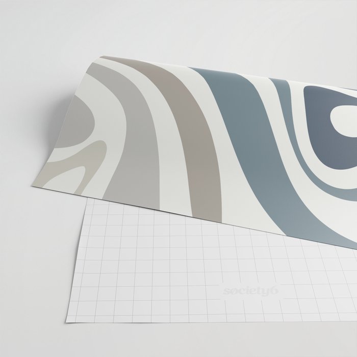 New Groove Retro Swirl Abstract Pattern in Neutral Blue Grey Wrapping Paper Gallery Image 2
