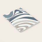 New Groove Retro Swirl Abstract Pattern in Neutral Blue Grey Notebook Gallery Image 3