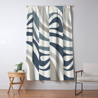 New Groove Retro Swirl Abstract Pattern in Neutral Blue Grey Window Curtain Gallery Image 5