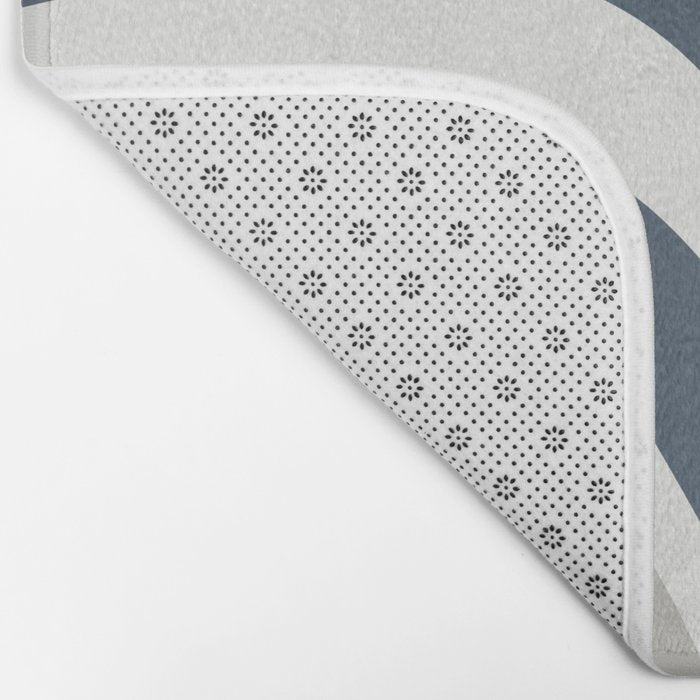 New Groove Retro Swirl Abstract Pattern in Neutral Blue Grey Bath Mat Gallery Image 2