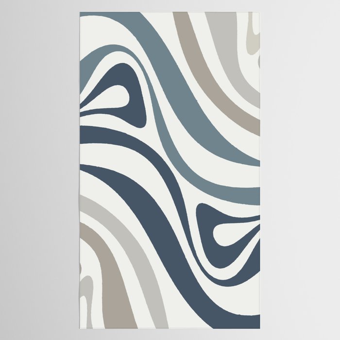 New Groove Retro Swirl Abstract Pattern in Neutral Blue Grey Tablecloth Gallery Image 2