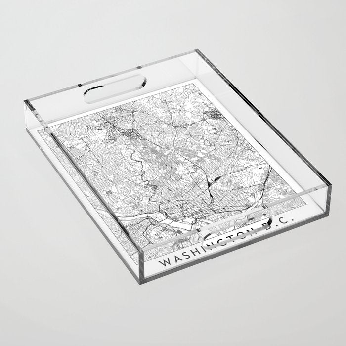Washington DC White Map Acrylic Tray Gallery Image 1