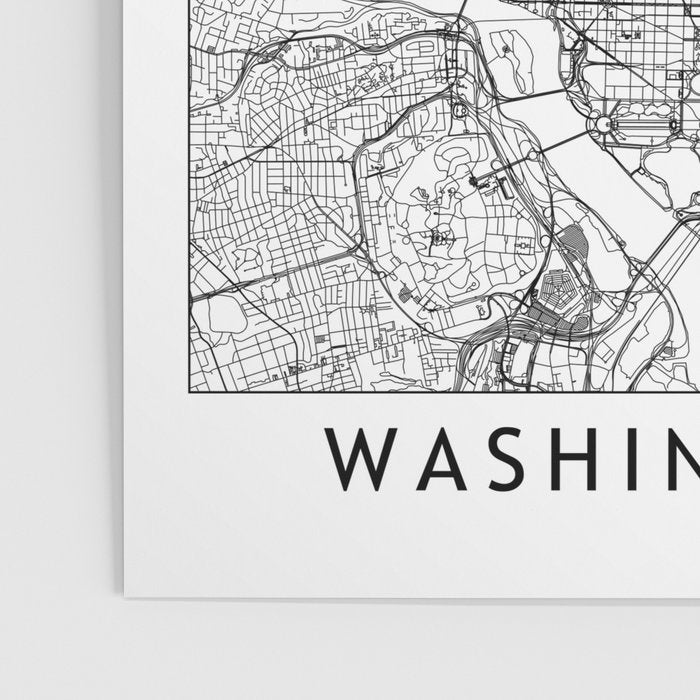 Washington DC White Map Poster Gallery Image 3