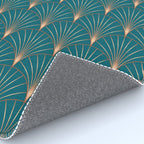 Vintage Art Deco Floral Copper & Teal Rug Gallery Image 4