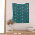 Vintage Art Deco Floral Copper & Teal Wall Tapestry Gallery Image 2