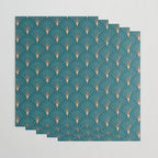 Vintage Art Deco Floral Copper & Teal Wrapping Paper Gallery Image 3