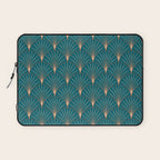 Vintage Art Deco Floral Copper & Teal Laptop Sleeve Gallery Image 1