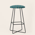 Vintage Art Deco Floral Copper & Teal Stool Gallery Image 1