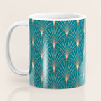 Vintage Art Deco Floral Copper & Teal Coffee Mug Gallery Image 3
