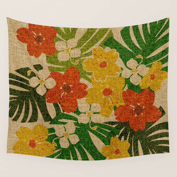 Limahuli Garden Hawaiian Floral Design Wall Tapestry Gallery Image 4