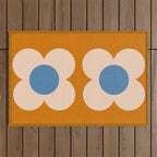 Retro Blossom - tangerine blue Outdoor Rug Gallery Image 1